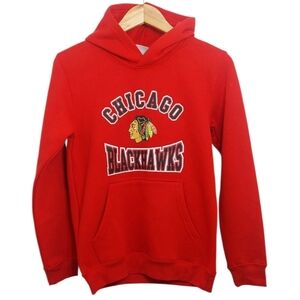 NHL Chicago Blackhawks Youth Size Large 14/16 Hoodie Hockey Red Logo Unisex